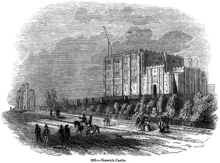 19th Century engraving showing Norwich Castle as a prison