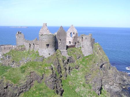 Dunluce Castle in its spectacular cliffside setting.