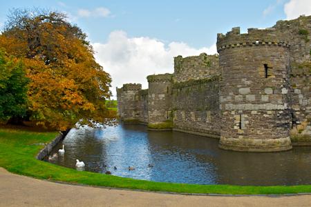 Moat and outer curtain at Beaumaris Castle